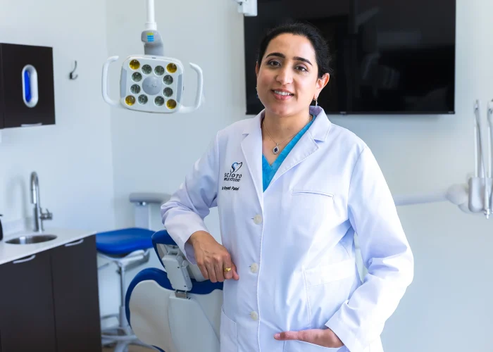 Dr. Khyati Patel, lead dentist at Scioto Smile Studio, smiling confidently in the clinic