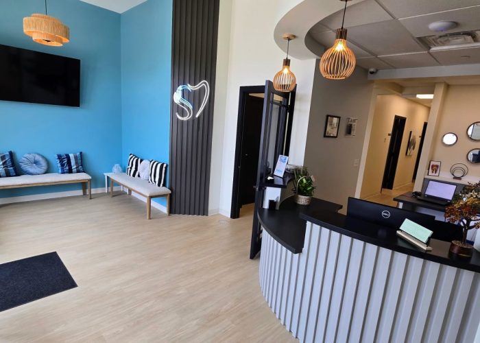 Reception area of Scioto Smile Studio with modern decor and a welcoming atmosphere