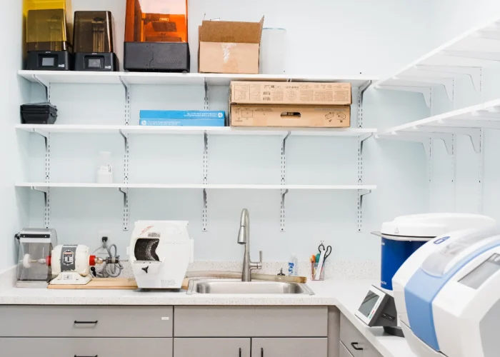 Dental workspace at Scioto Smile Studio with specialized tools and equipment for precision care